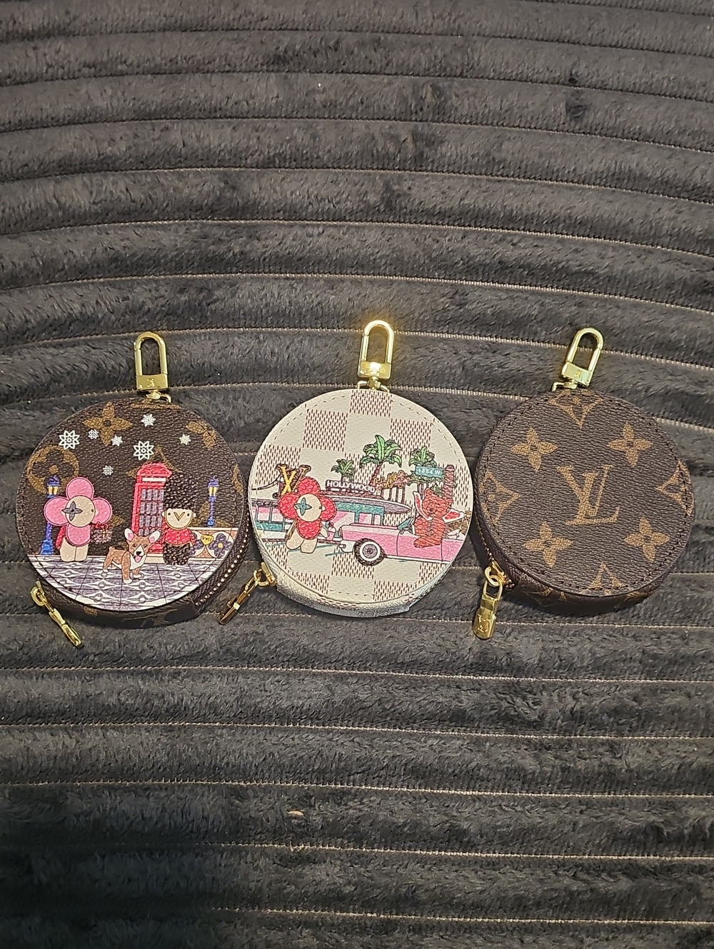 Round Coin Purse Set of 3 Brown & White BRAND  New